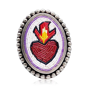 Sacred Heart Ring in Micro Mosaic
