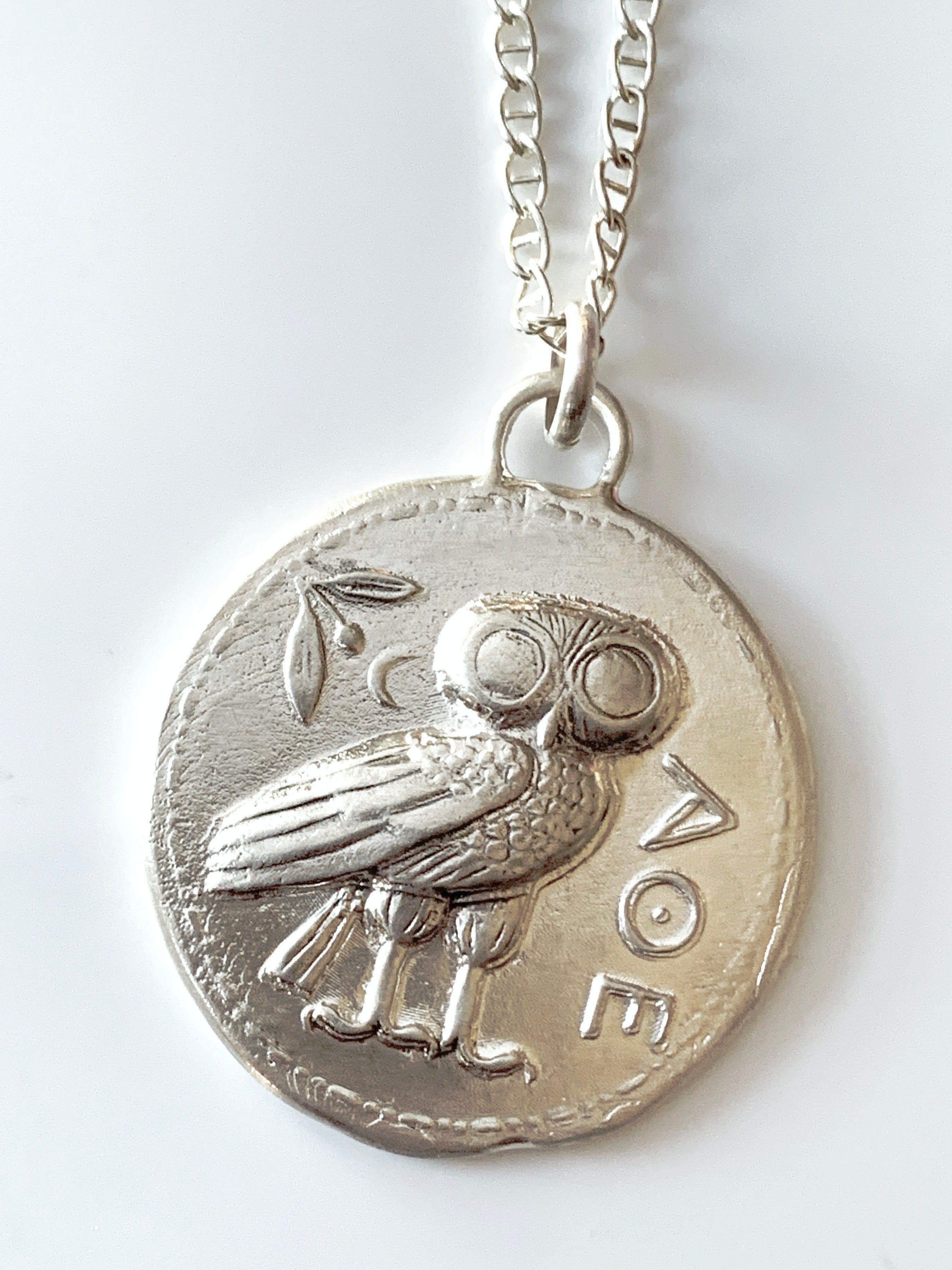 Silver Athena Owl Pendant