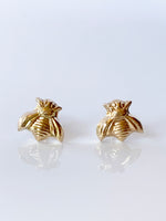 Load image into Gallery viewer, 14K Solid Gold Bee Earrings
