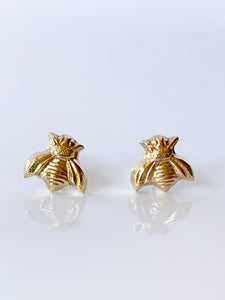 14K Solid Gold Bee Earrings