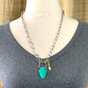 Chrysoprase Snake Charmer Necklace, 18K gold and Silver