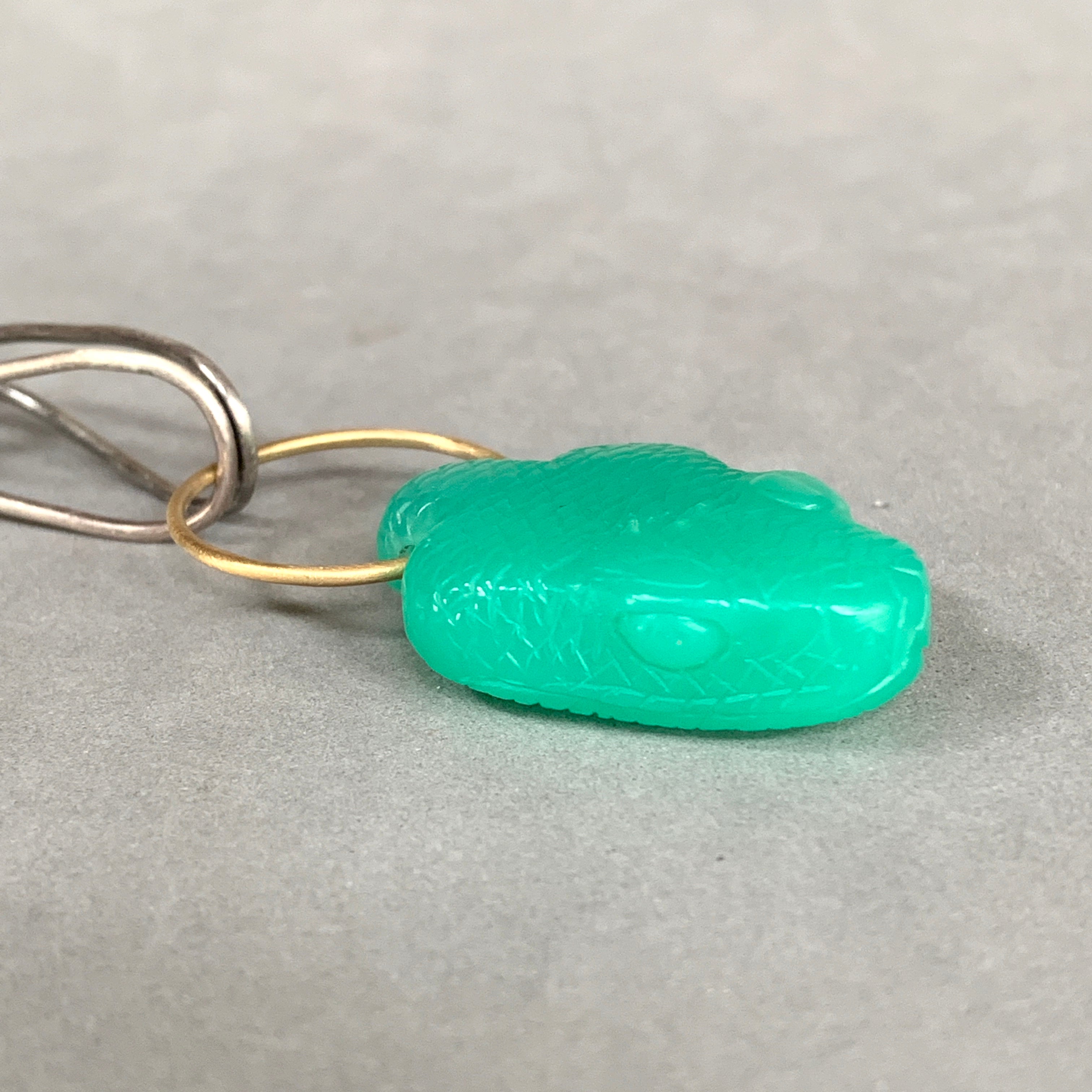 Chrysoprase Snake Charmer Necklace, 18K gold and Silver