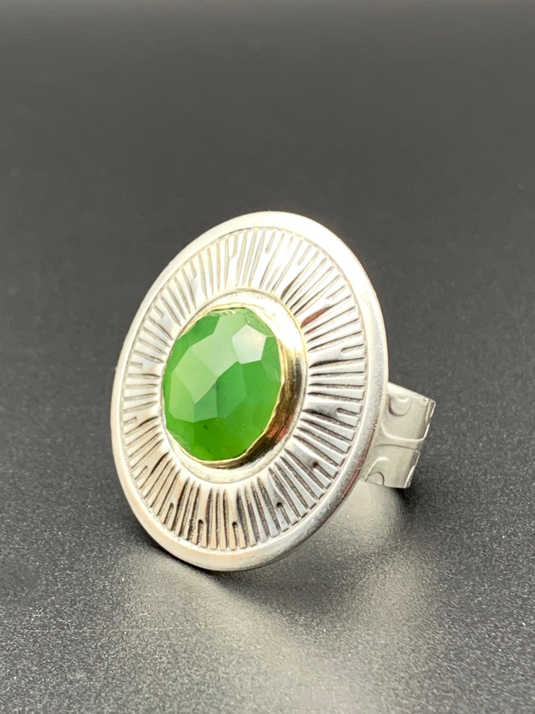 Jade Sunburst Cocktail Ring