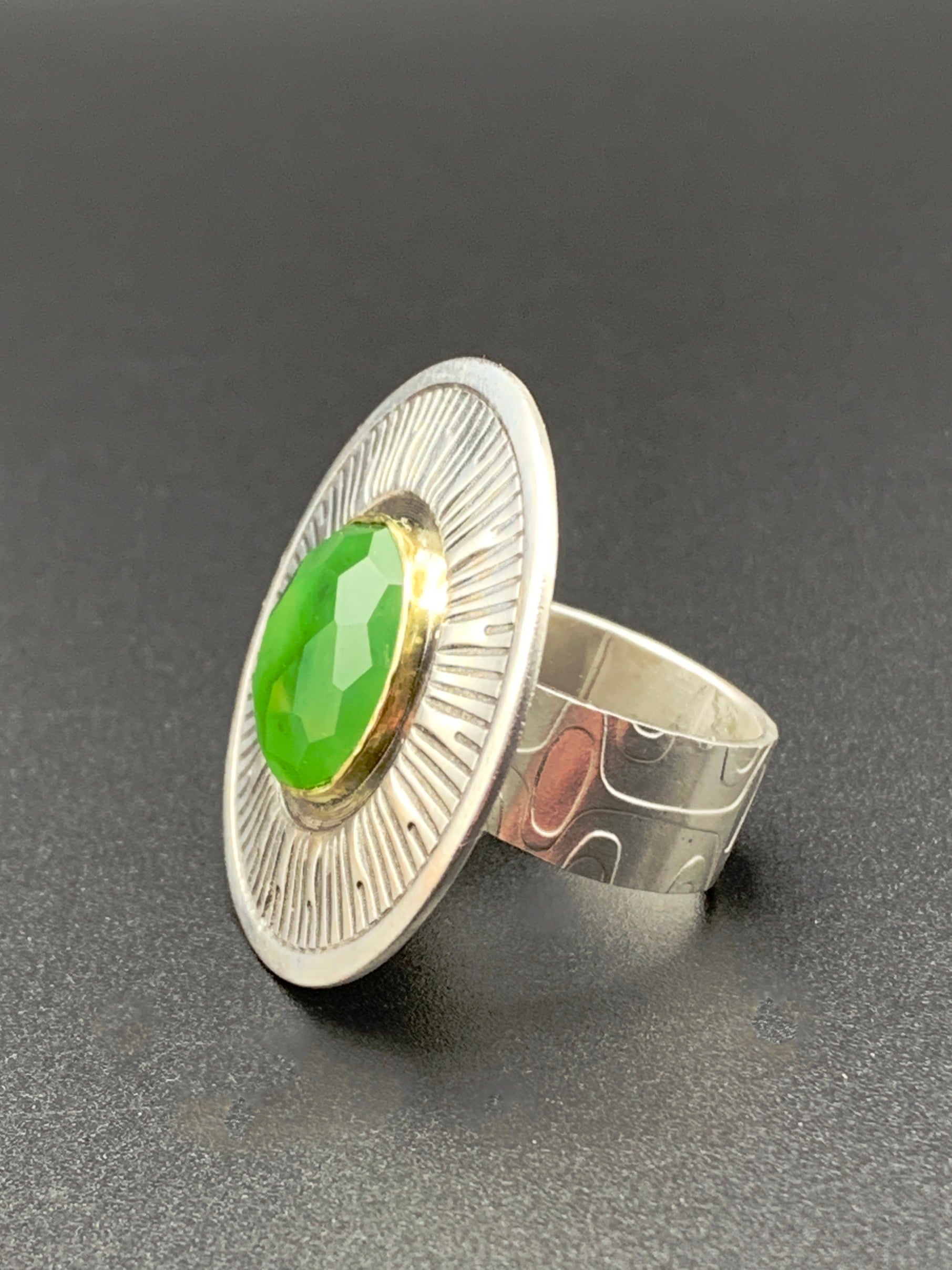 Jade Sunburst Cocktail Ring
