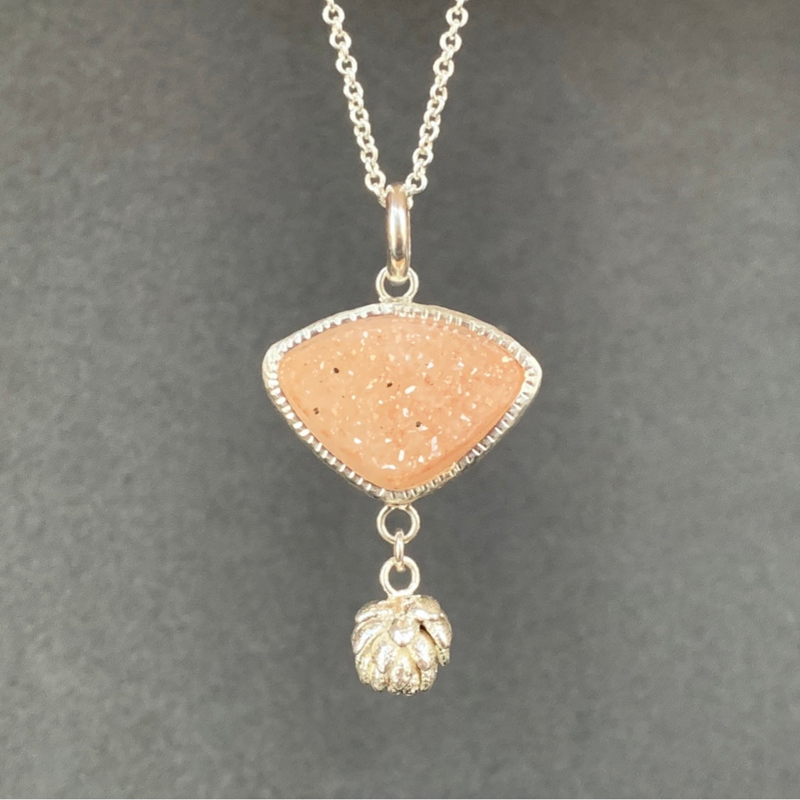 Peach Druzy with Succulent