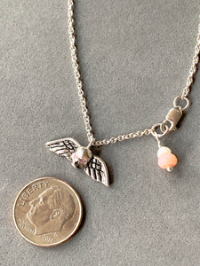 Tiny Winged Skull with Pink Diamonds