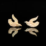 Load image into Gallery viewer, 14K gold bird stud earrings. Gold doves.
