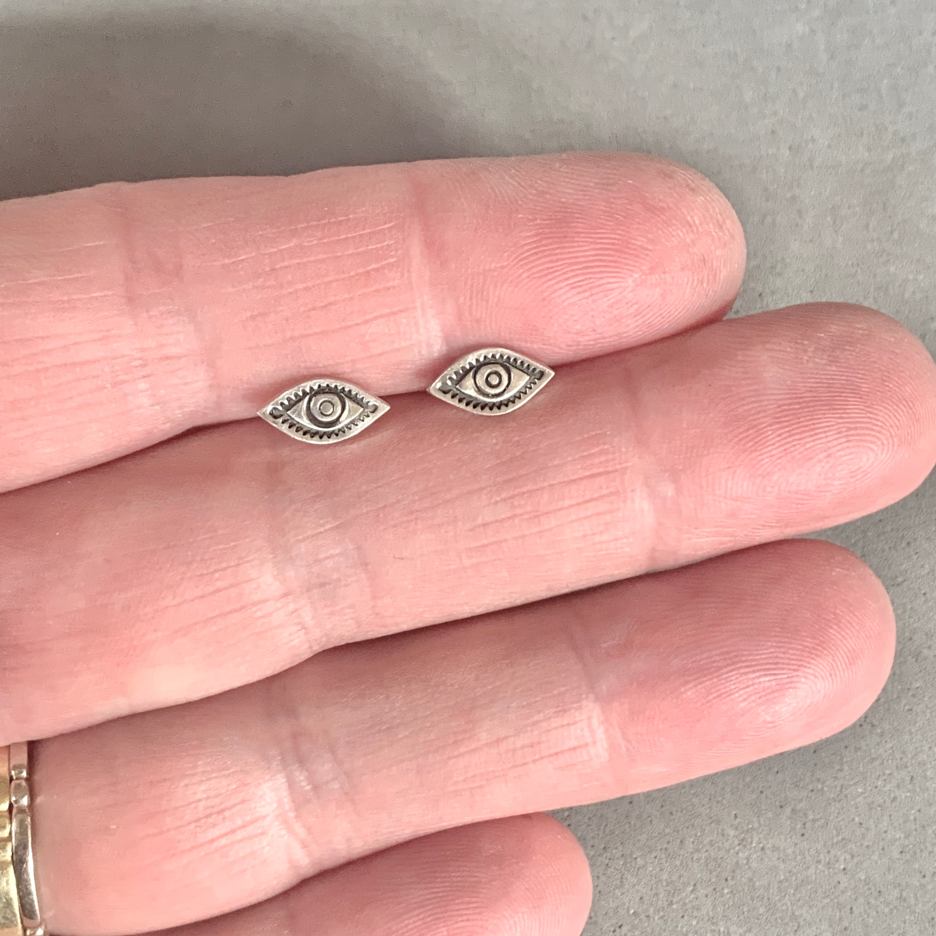 Tiny Eye Studs in Silver