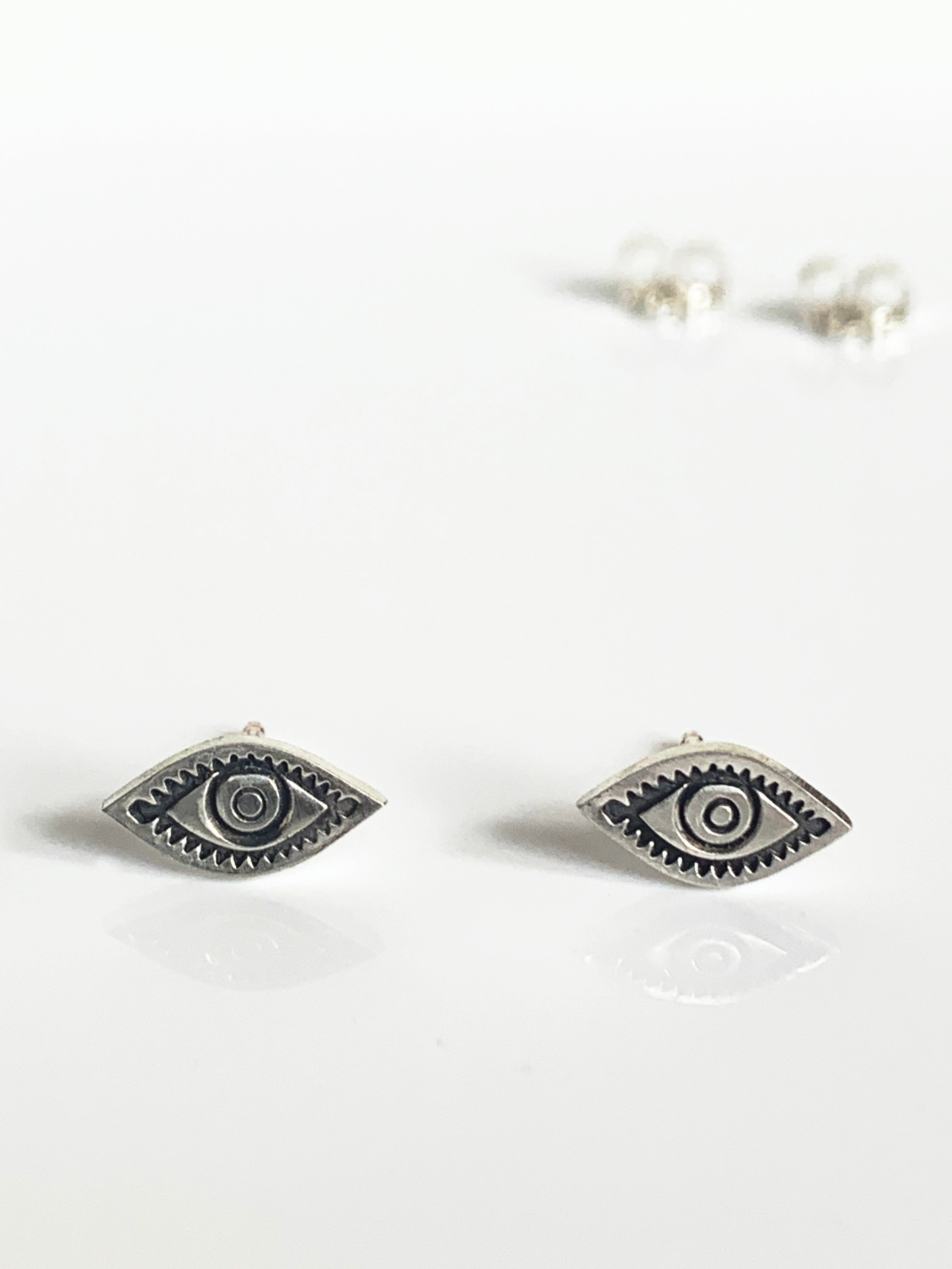 Tiny Eye Studs in Silver
