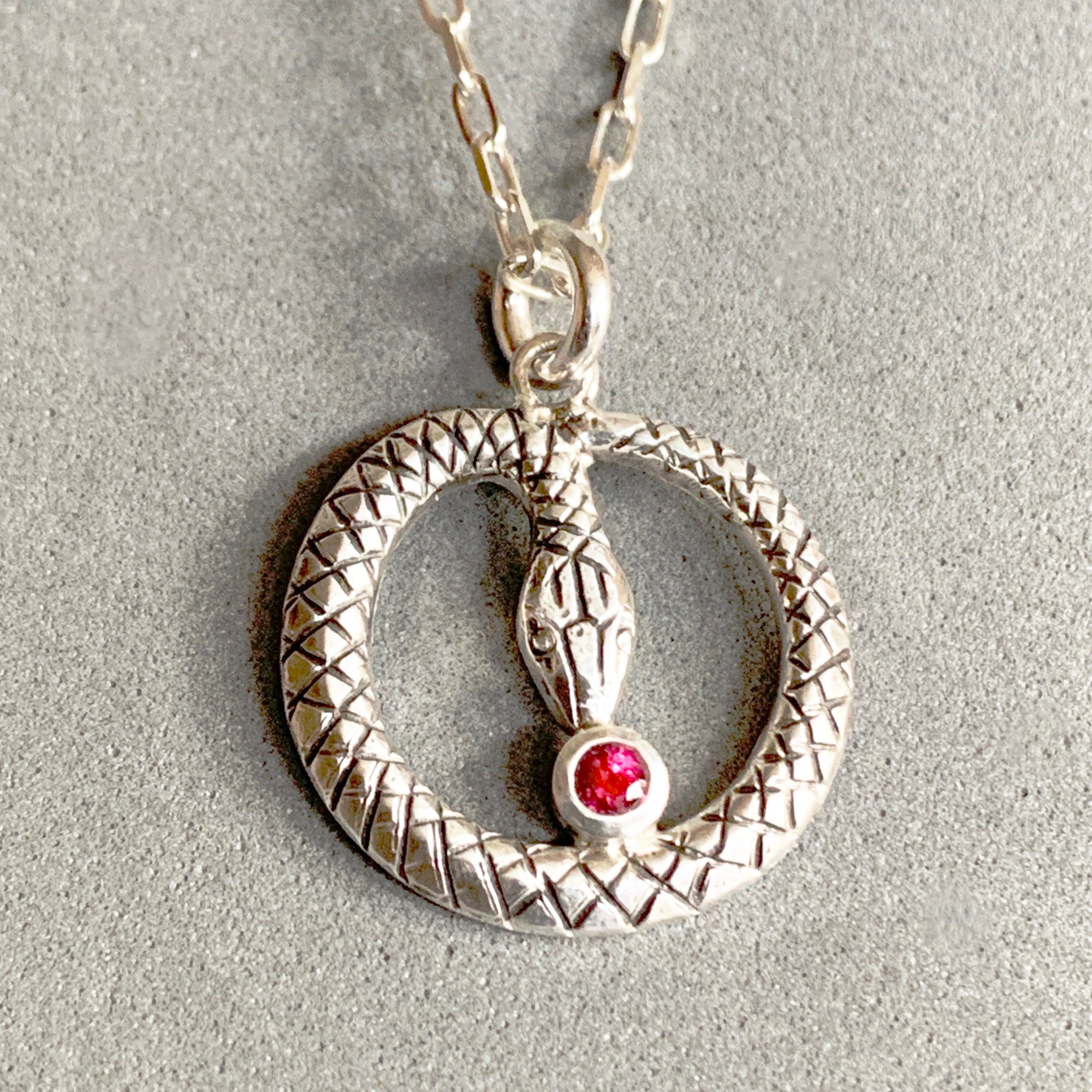 Snake Pendant with lab Ruby