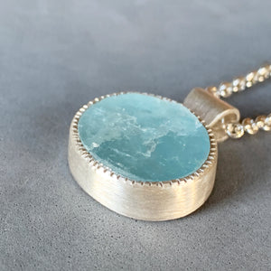 Aquamarine Pendant with Natural Top