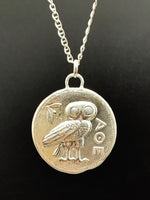 Load image into Gallery viewer, Silver Athena Owl Pendant
