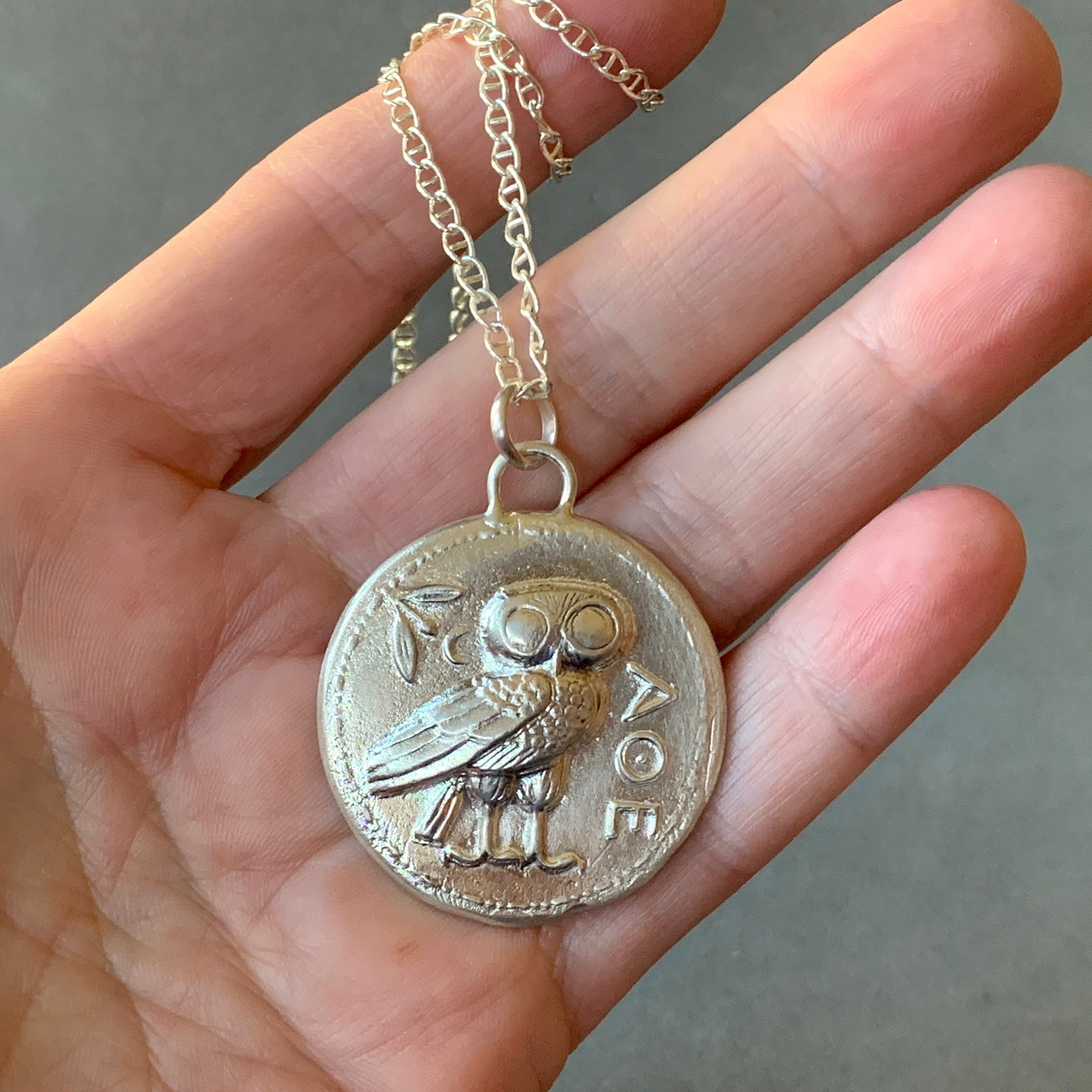 Silver Athena Owl Pendant