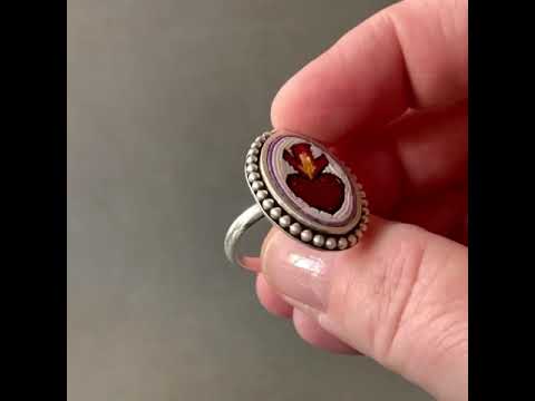Sacred Heart Ring in Micro Mosaic