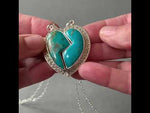 Load and play video in Gallery viewer, Best Friends Split Turquoise Heart Pendant Pair
