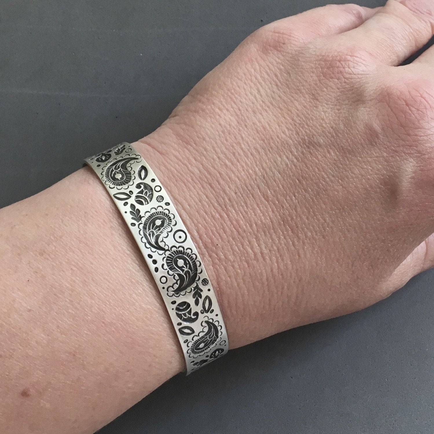 Paisley Stamped Cuff Bracelet