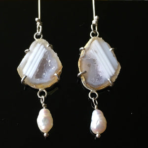 White Geodes with Pearls