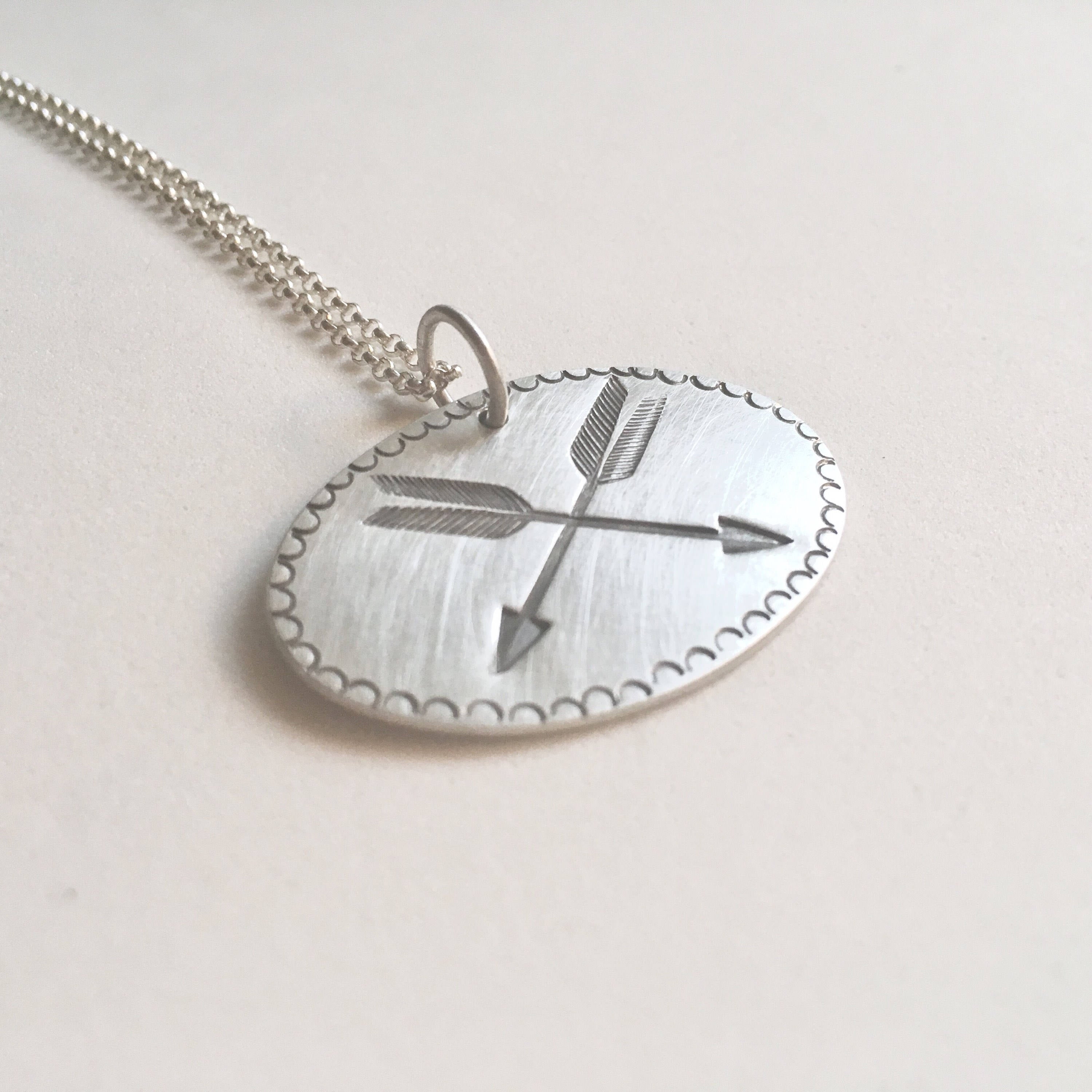 Double Arrow Stamped Pendant