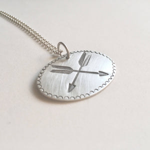 Double Arrow Stamped Pendant