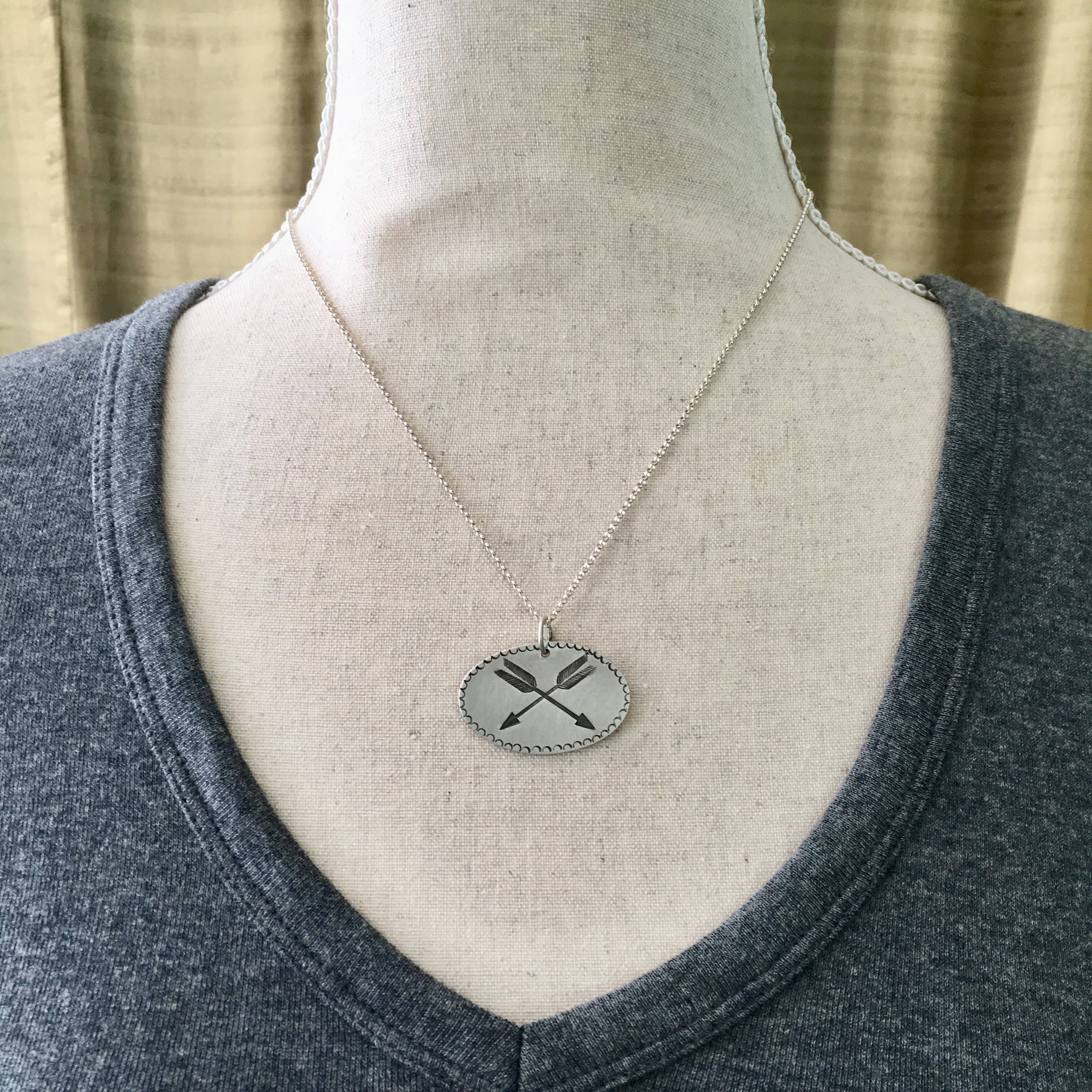 Double Arrow Stamped Pendant