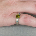 Load image into Gallery viewer, 14K White Gold with Peridot and Blue Diamond Ring
