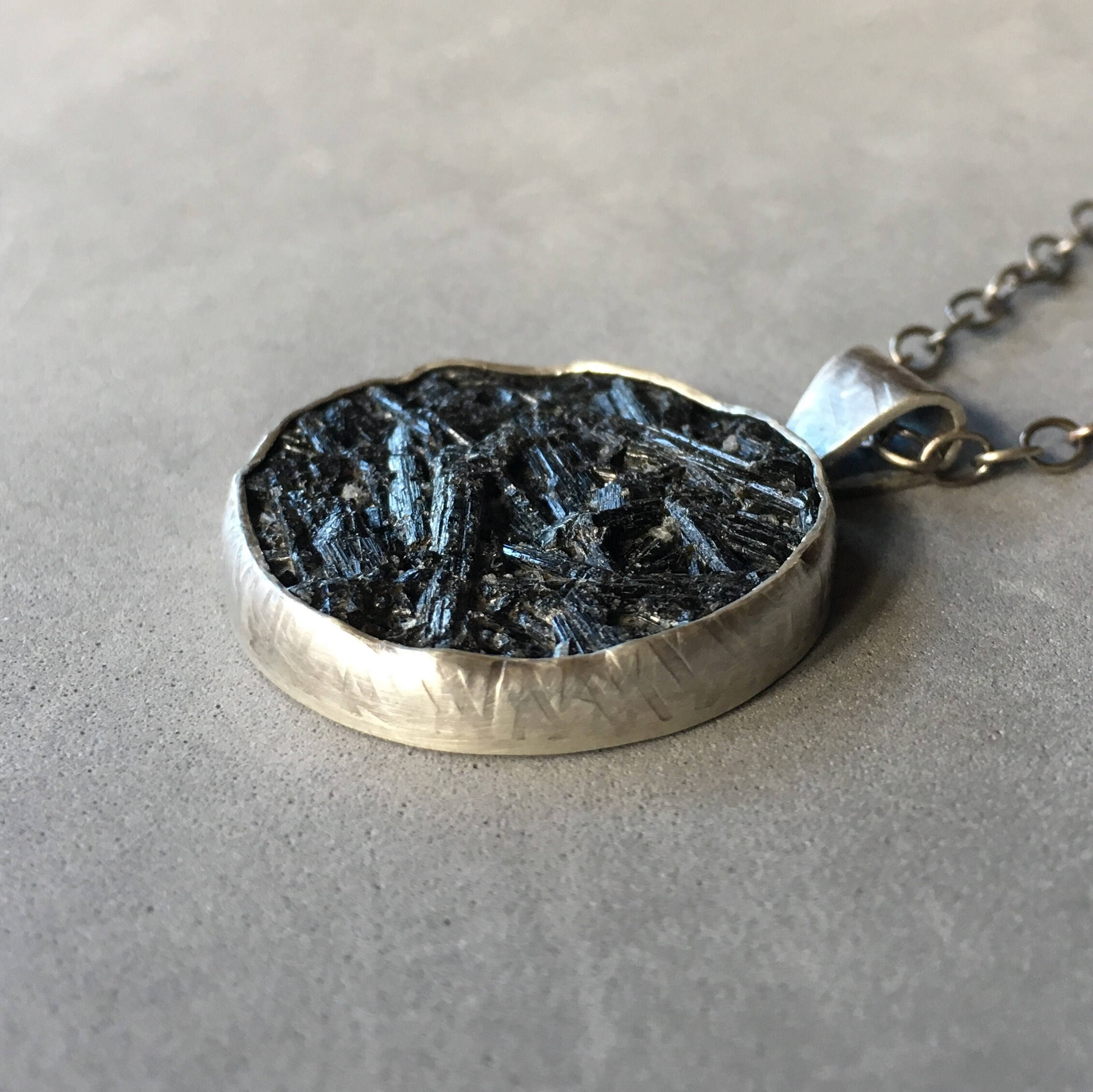 Black Tourmaline Raw Stone Pendant