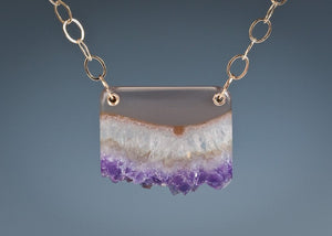 Amethyst Crystal in Gold Pendant