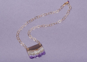 Amethyst Crystal in Gold Pendant