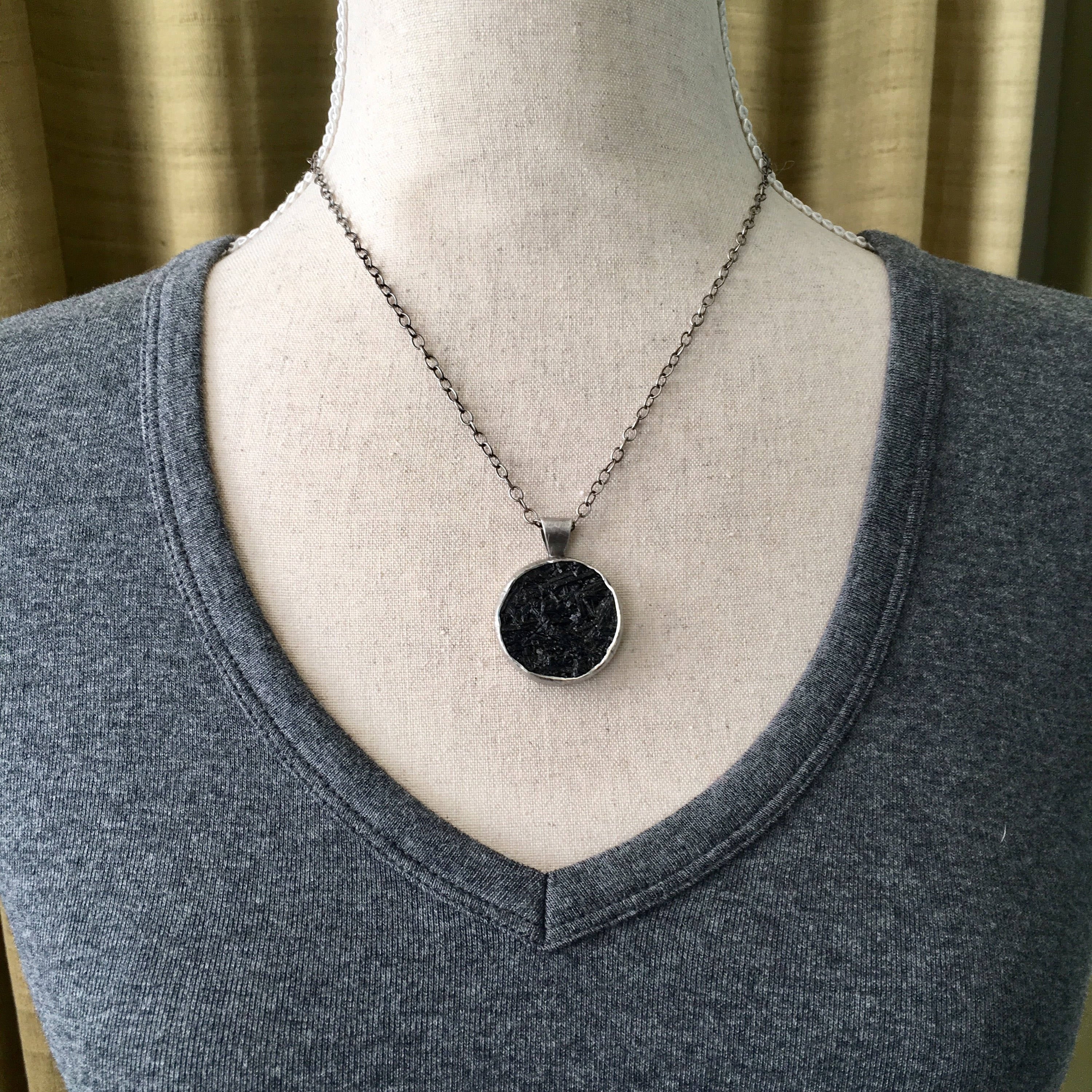 Black Tourmaline Raw Stone Pendant