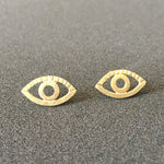 Load image into Gallery viewer, 18K Gold Eye Stud Earrings
