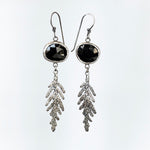 Load image into Gallery viewer, Black Spinel Earrings with Fern Dangles
