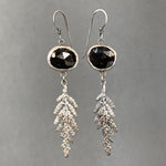 Load image into Gallery viewer, Black Spinel Earrings with Fern Dangles
