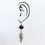 Load image into Gallery viewer, Black Spinel Earrings with Fern Dangles
