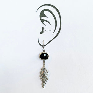 Black Spinel Earrings with Fern Dangles