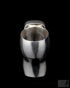 Rough Top Prehnite Wide Band Ring